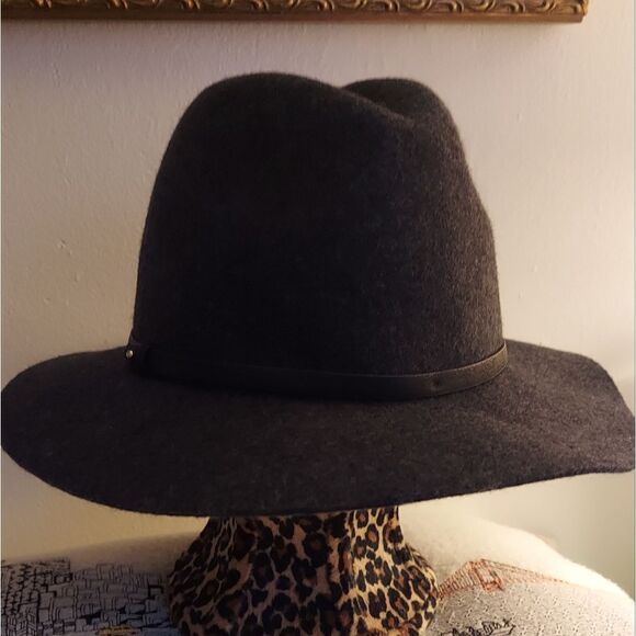 Banana Republic Wool Fedora Hat Dark Grey - Picture 4 of 7
